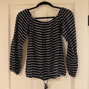 Navy/white striped blouse
